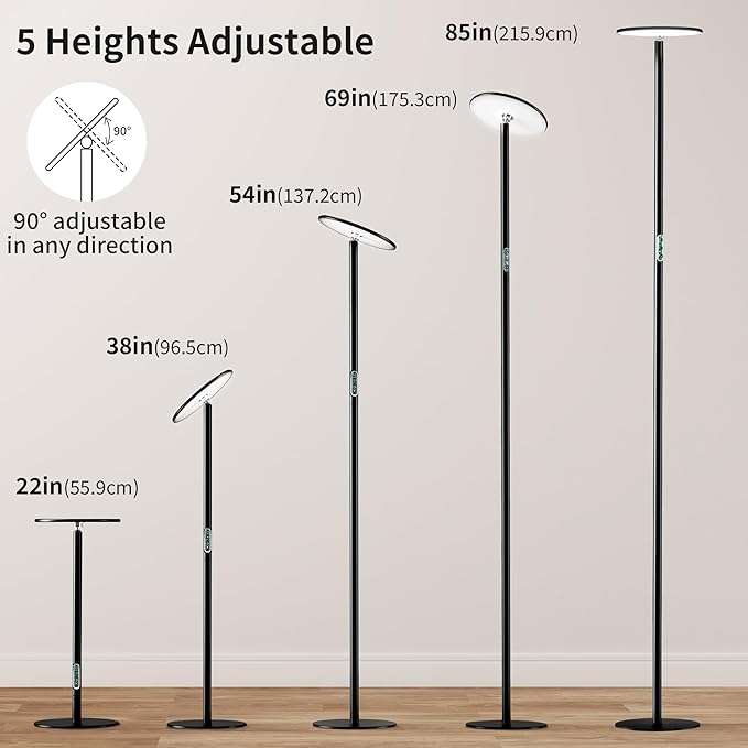 chiphy 85" Tall Grow Light for Large Indoor Plants, 60W Full Spectrum Plant Light with 4/8/12H Timer & Remote, 10-Level Dimmable, Height Adjustable, Ideal for Large Tall Plants & Indoor Trees