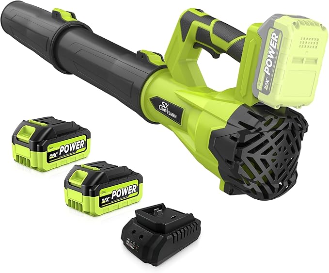 Leaf Blower, SIXCRAFTSMEN 21V Leaf Blower Cordless with 2 x 3.0Ah Battery and Fast Charger, 6-Speeds,Electric Blowers with Extension Tube for Patio, Lawn,Yard,Garage,Blowing Leaves,Dust,Snow