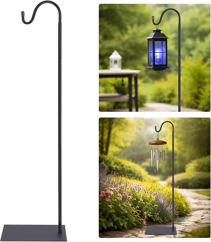 1 Pack Outdoor Bug Zapper Stand, 58 Inch Adjustable Heavy Duty Shepherd's Hook for Mosquito Repellent Lamp, Bird Feeders, Wind Resistant, Easy to Install, Suitable for Patio/Garden/Yard