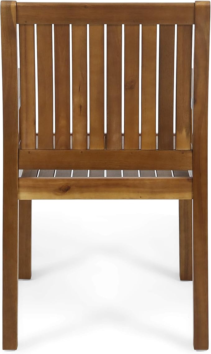 Christopher Knight Home Teague Outdoor Acacia Wood Dining Chairs (Set of 2), Teak Finish