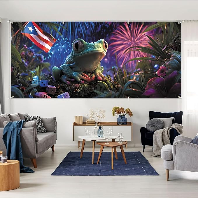 6 * 13FT Summer Puerto Rico Garage Door Cover Decorations Sunset Palm Trees Garage Door Banner for Outdoor Indoor Summer Party Photography Backdrop