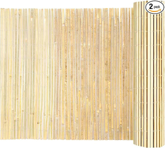 Landgarden Natural Bamboo Slat Screening, Eco-Friendly Privacy Slat Fence, Bamboo Screen Panel Roll for Balcony or as Wind and Sight Protection