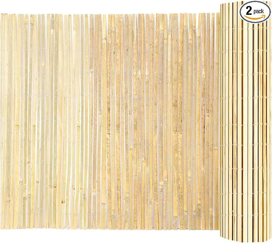 Landgarden Natural Bamboo Slat Screening, Eco-Friendly Privacy Slat Fence, Bamboo Screen Panel Roll for Balcony or as Wind and Sight Protection
