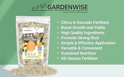 Gardenwise 6-4-6 Avocado and Citrus Tree Professional Fertilizer Plant Food for Outdoor/Indoor Gardening; Quick-Release Nitrogen Fertilizer; Orange, Lime, Avocado and Lemon Tree Fertilizer (5 QUARTS)