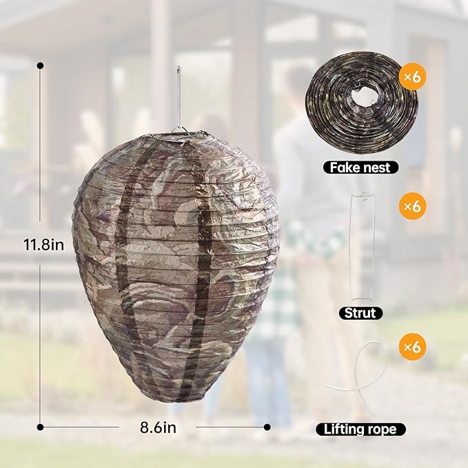 6 Pack Hanging Paper Fake Wasp Nests for Home (Deep Teal)