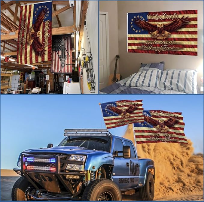 250 Anniversary USA Flag 3x5: We The People Flags Heavy Duty Double Sided 3-Ply - 1776-2026 Patriotic Banner UV Protection & Fade Resistant & Reinforced Brass Grommets - 250 Years Of Freedom