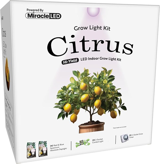 Miracle LED Citrus Tree Starter Grow Light Kit (Absolute Daylight Purple Spectrum Edition 2-Pack)