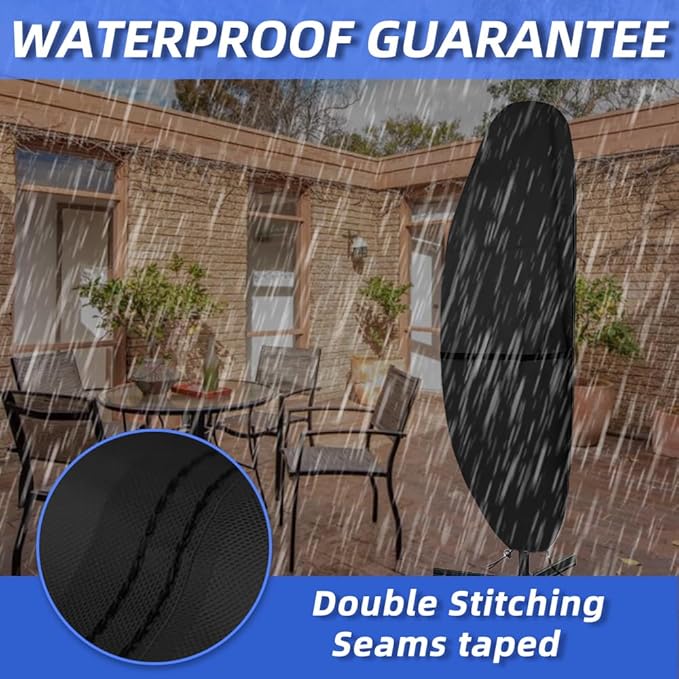 Cantilever Umbrella Parasol Cover - 600D Waterproof, Anti-UV for 12-14 Feet(Black)