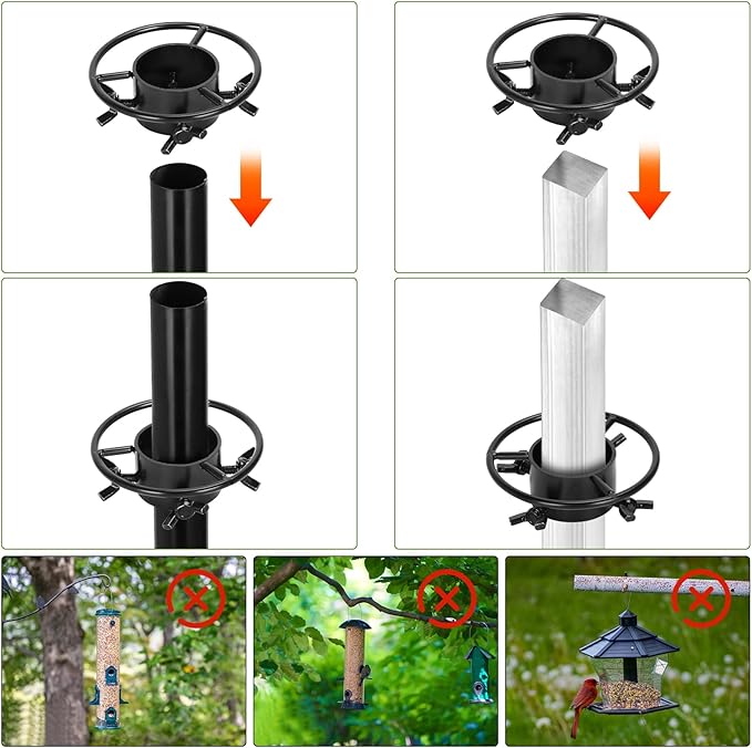Squirrel Baffle for Bird Feeder Pole, Squirrel Guard with Mounting Bracket, Spring-Supported and Spiked Edge, for 1x1 Post, 19-Inch, Clear
