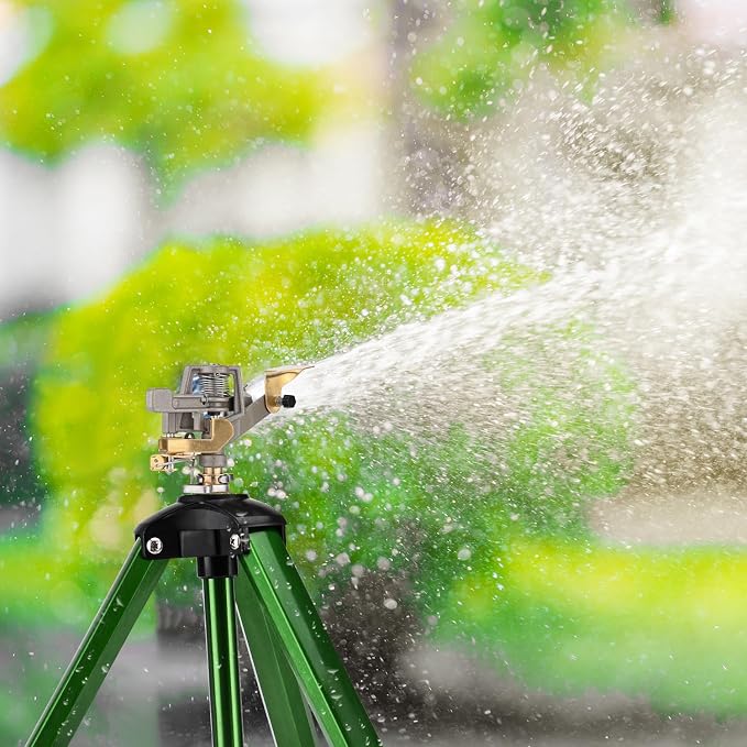 Pattiumo 2 Pack Lawn Sprinklers for Yard - 360° Tripod Sprinklers for Yard Large Area - Heavy Duty with 3/4 Inch Connector and Extension Legs - Flip Locks
