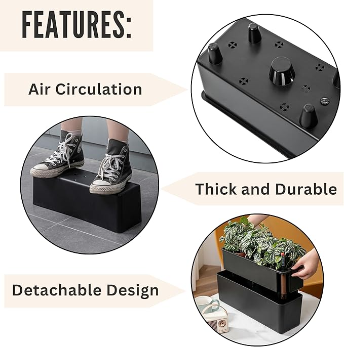 LaLaGreen Railing Planter Boxes (16 Inch, 2 Pack) Black Rectangular Plastic Window Box Planters with Self-Watering System Metal Brackets, Outdoor Plants Herbs Flowers Deck Balcony Fence Garden Decor