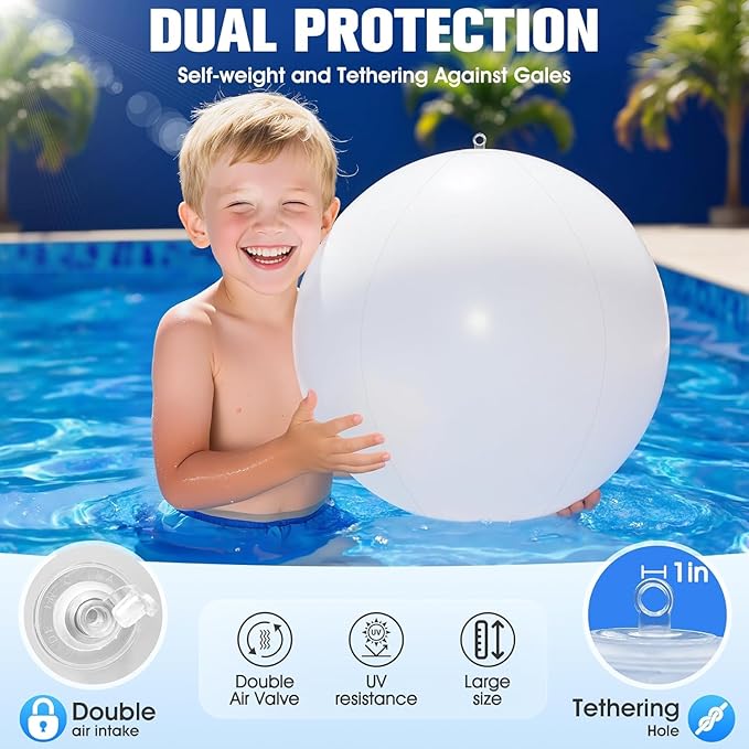 Solar Floating Pool Lights, 14 Inch Flame Solar Pool Light Balls, Floating Glow Globe IP68 Waterproof, Inflatable Solar Lights up Balls for Swimming Pool Pond Outdoor Decor -4PCS
