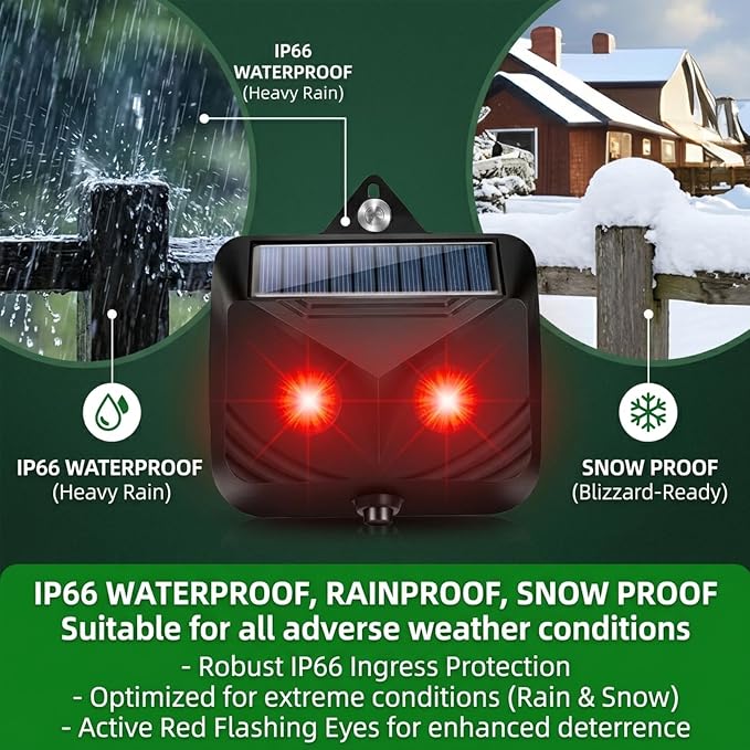 2026 Solar Nocturnal Animal Repellent Outdoor (4 Pack),Predator Eyes Coyote Deterrent & Skunk Repellent for Yard,Flashing Predator Lights Deer Fox Raccoon Repeller Device for Garden Chicken Coop (4)