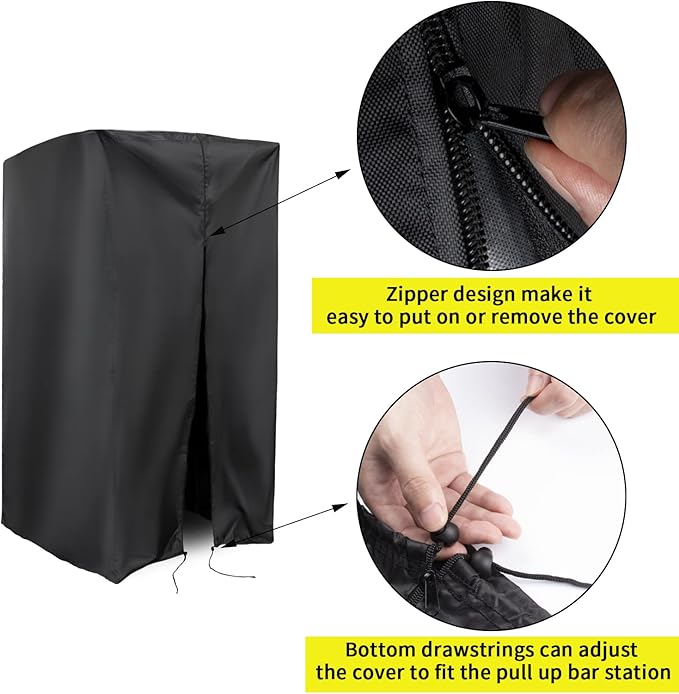 Protective Cover for Pull Up Bar Station, Waterproof& Dustproof Cover for Power Tower/Pull Up Dip Station-Indoor or Outdoor - 42"L x 40"W x 64"H
