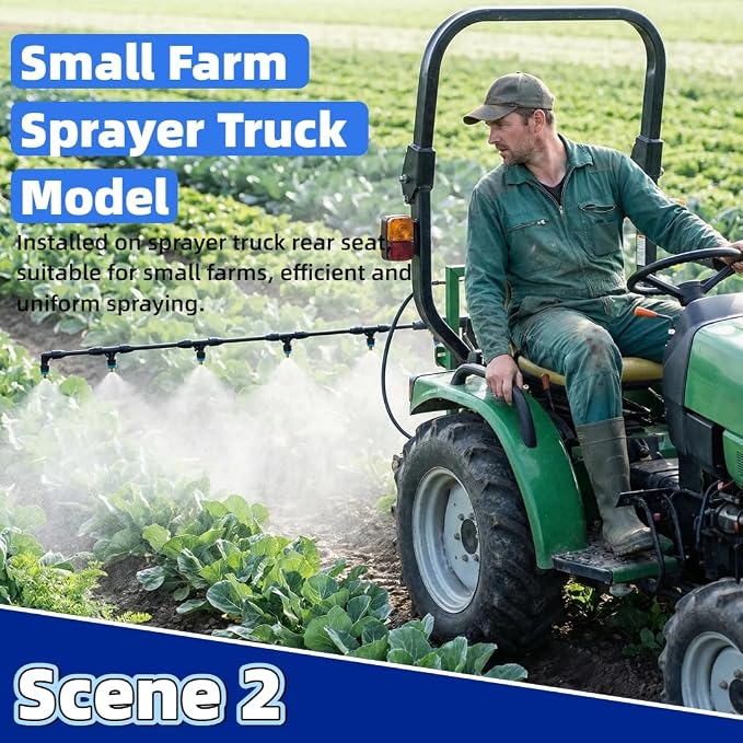 6-Nozzle Polyethylene Boom Wand, 7.5 Ft ATV Sprayer Boom with 2 Types of Nozzles & 2 Brass Fittings, Detachable Wide-Coverage Spray Attachment for Gardens, Farms, Tractors/UTVs