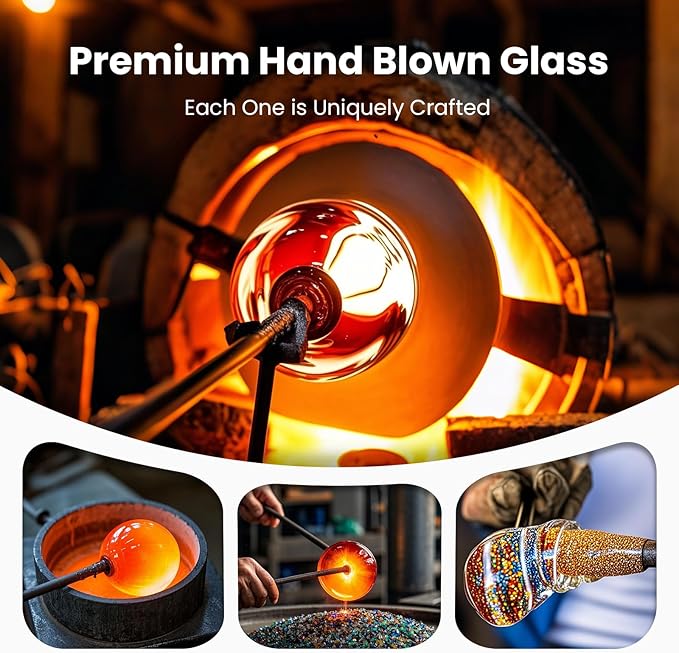 Solar Glass Hummingbird Feeder Outdoors Hanging, Waterproof 3 Feeding Ports, Auto Light Up Garden Decor, Ideal Bird Lover Gift, Blue (Mixed Red & Orange)