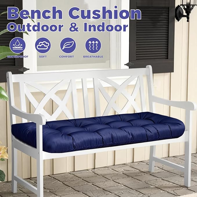 Patio Bench Cushion with Ties Outdoor Printing Loveseat Cushion for Porch Garden Patio 51x 20 Thicken Bench Cushion for Porch Swing Wicker Loveseat,Orange Flower