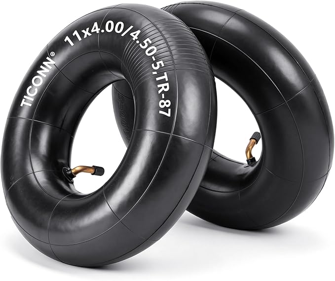 TICONN 11x4.00/4.50-5 Tire Inner Tube, 2 Pack Inner Tire Tube for Wheelbarrow Tires, Replacement Tube with TR-87 Bent Valve Stem for Wheelbarrows, Mowers, Hand Trucks