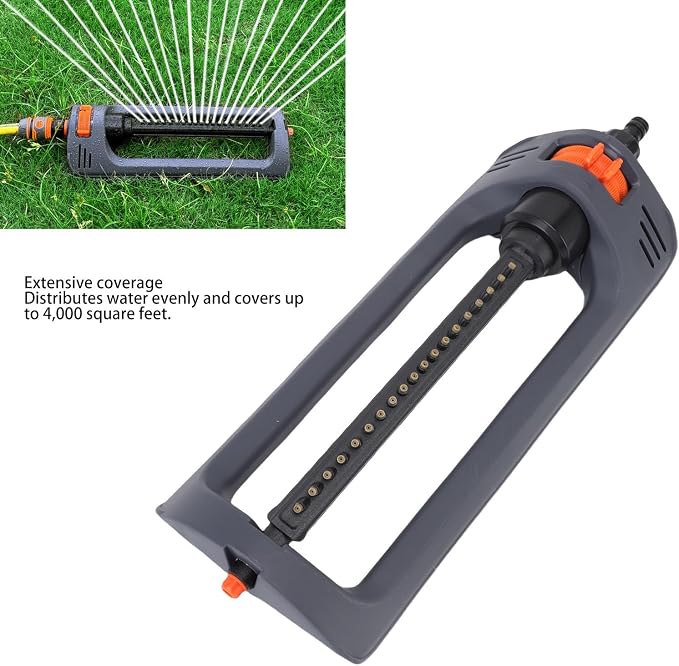 Lawn Sprinkler Heavy Duty Nozzles 4 Spray Modes for Yard, Garden Water Oscillating Sprinkler Covers Up to 4000 Sq Ft with Weighted Base