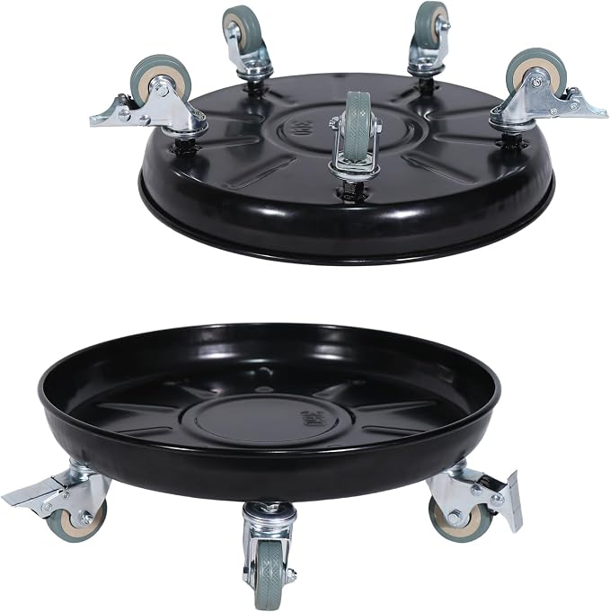 14" 3-Pack Metal Plant Caddy with Wheels, Heavy Duty Caddiq Series Rolling Plant Stand with Rubber Coated Casters & Pedal Brakes, Reinforced M10 Welding, Indoor Outdoor Pot Dolly