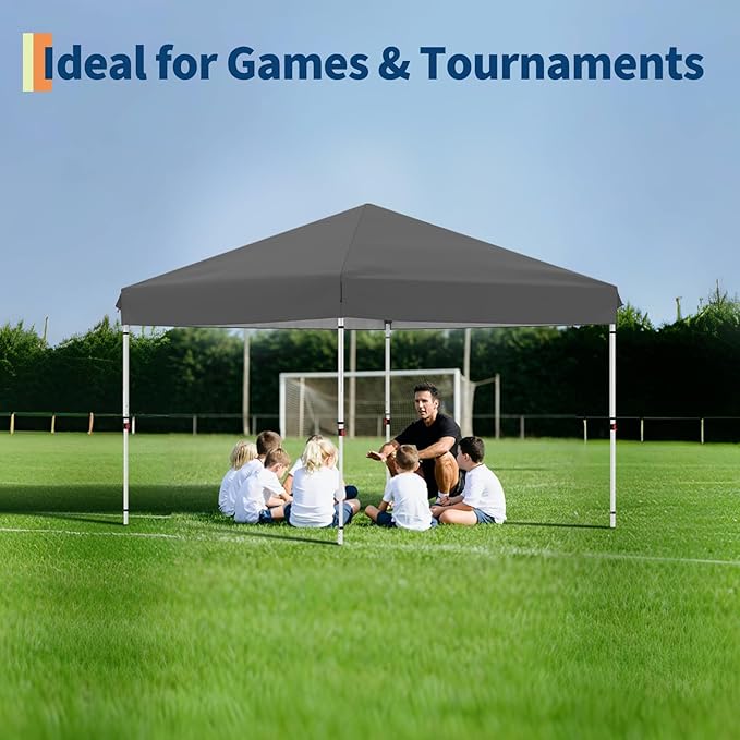 10x10ft Pop Up Canopy Tent, Heavy Duty Commercial Instant Tent, One-Push Setup with 1 Removable Sidewall, 210D Oxford Waterproof UV Protection (UPF 50+) for Outdoor Camping, Parties, Farmers Market