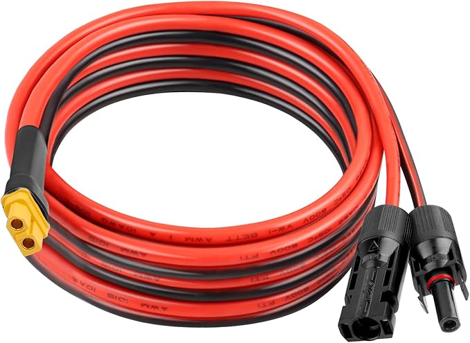 XRDS -RF Solar Connector to XT60 Cable 15FT, 10AWG Solar to XT60 Female Extension Cable, 600V Rated Power Cable for Solar Panels, Batteries, Power Stations – Heavy-Duty High Current Transfer
