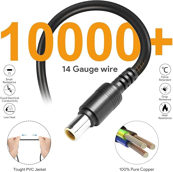 30Ft Jackery Extension Cable 14AWG 8mm Solar Panel Extension Cable 8mm DC Power Plug fit Jackery Explorer 1000/500/300/240/160,BLUETTI EB3A/EB70/EB70S/AC50S Portable Power Station Solar Generator
