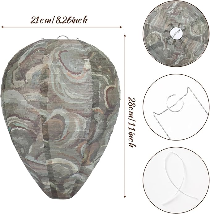 DECYOOL 4 Pack Paper Wasp Nest Decoy Hanging Wasp Nest Stay Away from Wasps Hornets Yellow Jackets(Dark Green)