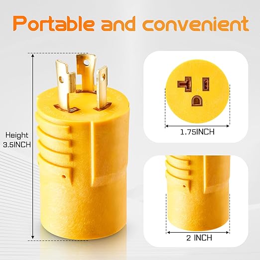 30 Amp to 110 Adapter,L15-30P Twist Lock Adapter to 5-15R/5-20R Outlets,30 Amp 125V to 15/20 Amp Generator Plug for RV, Camper, Household,Emergency Backup