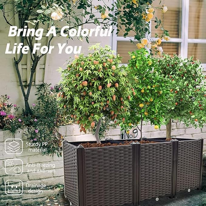 Raised Garden Beds Planters for Outdoor Plants Box Plastic Elevated Garden Bed Kit for Vegetables Flowers Herbs in Backyard Patio Balcony