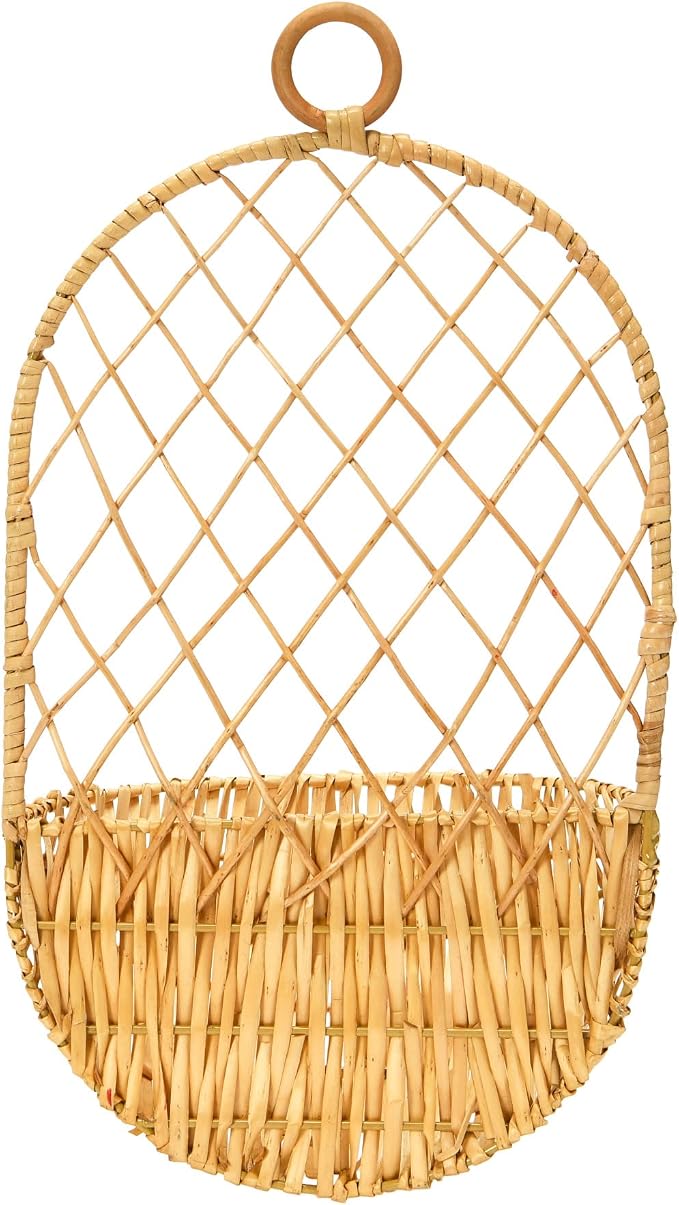 Bloomingville Hand-Woven Hanging Wicker Basket