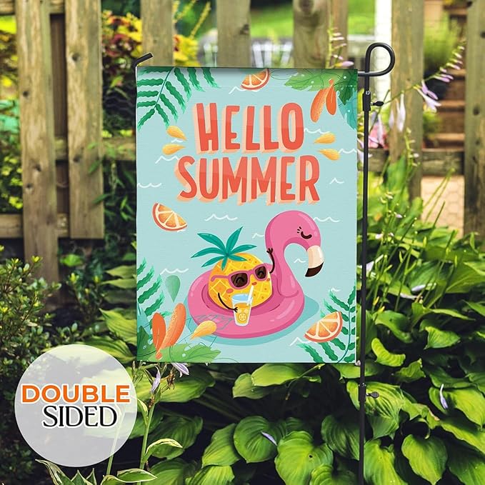 Double Sided Seasonal Garden Flags Set of 12-12x18 inch Yard Flags for Outside with Stand & Holder | Weather Resistant Thick Linen Outdoor Lawn flag, Holiday House Flags for Spring, Summer & Winter