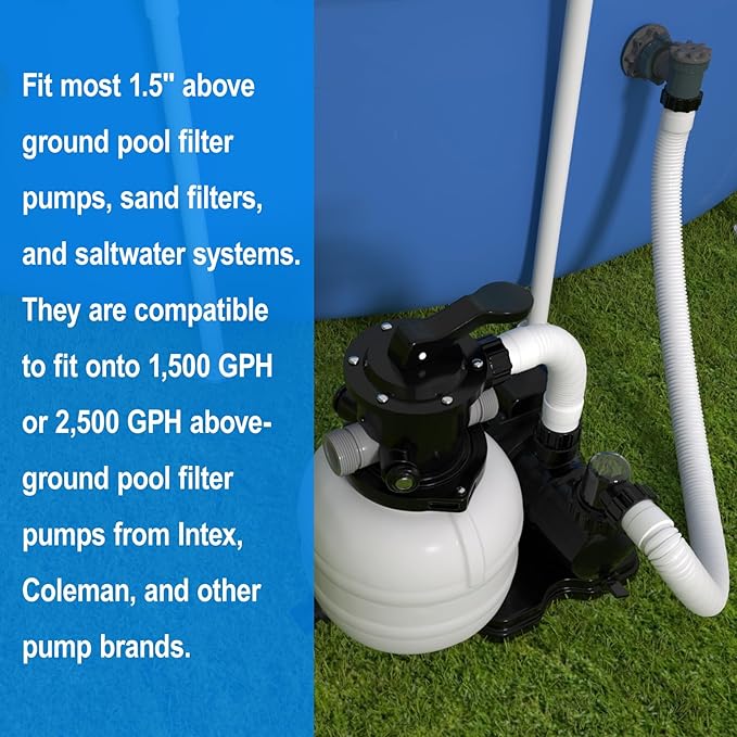 1.5" x 59" Pool Hose Replacement, Pack of 2 - Compatible with Above Ground Pools Filter Pump Hoses, Sand Filters, Saltwater Systems (1,500-2,500 GPH), White