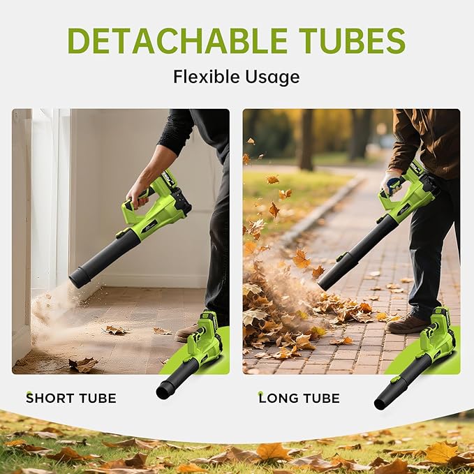 Leaf Blower Cordless, 21V Cordless Leaf Blower with 2×4.0Ah Batteries & Fast Charger, 6-Speed, Powerful Lightweight Electric Blower Kit for Lawn, Patio, Car Drying and Light Snow, Lightweight Handheld