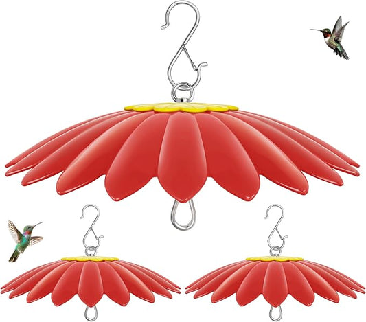 10.5 inch Hummingbird Feeder Shade Dome Cover,Rain Guard,Weather Guard for Bird Feeder, Umbrella Cover for Bird House for Outdoor,Squirrel Baffle,Flower Design(Red) 3 Pack.