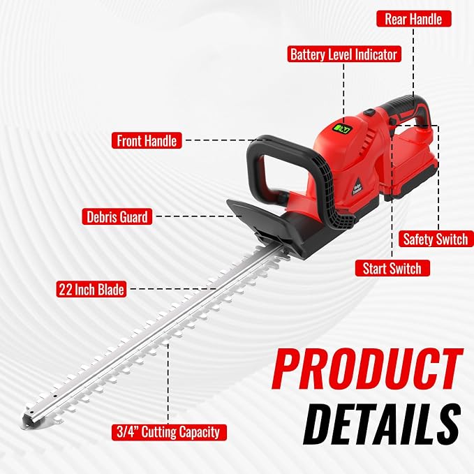 22-INCH Cordless Hedge Trimmer with Rotatable Handle Compatible with Milwaukee M18 Battery, Brushless Motor Trimmers Battery Powered, Electric Hedge Trimmer Cordless Bush Trimmers for Garden-ONLY TOOL