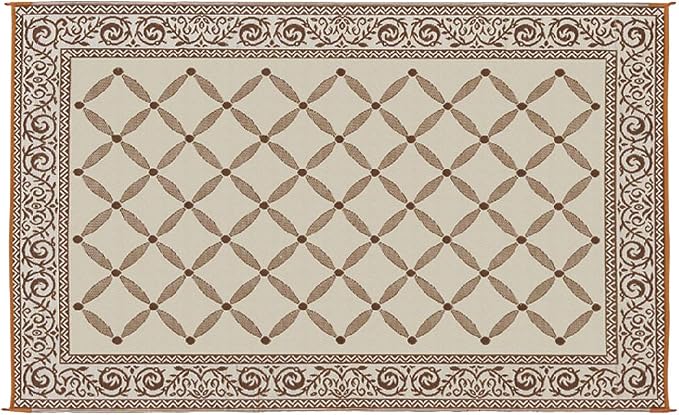 Stylish Camping 116097 6-feet by 9-feet Reversible Mat, Plastic Straw Rug, Large Floor Mat for Outdoors, RV, Patio, Backyard, Picnic, Beach, Camping (Brown/Beige)