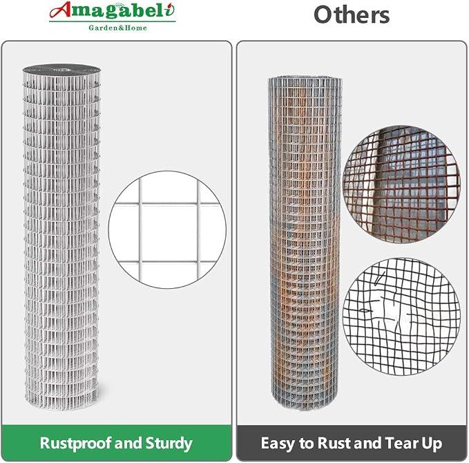 AMAGABELI GARDEN & HOME Hardware Cloth 48inch x 50ft 2inch Galvanized Before Welding Square Openings Wire Mesh Fence Roll for Vegetables Garden Netting Chicken Coop Animal Enclosure
