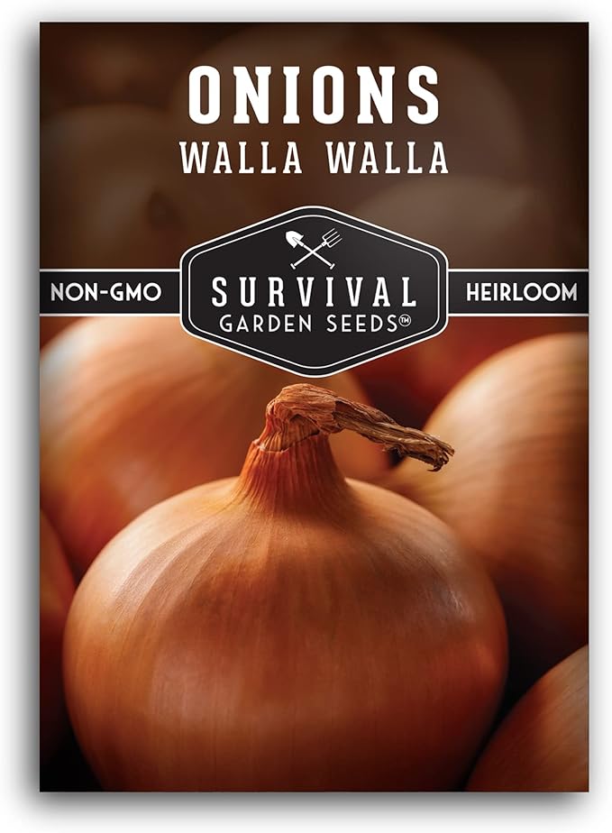 Walla Walla Sweet Onion Seeds for Planting – Long Day Yellow Sweet Onions with Mild Flavor, Large Bulbs & High Yields – Heirloom, Non-GMO, Open-Pollinated – Survival Garden Seeds (1 Pack)