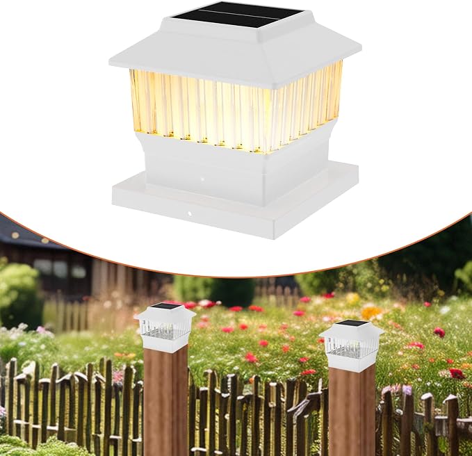 Single Solar Post Cap Light - Modern #1: Fits True 4x4 Vinyl, 4x4 & 6x6 Wood Posts, 3 Color Temp, 50 Lumen, Waterproof Outdoor Lights for Deck Fence, Elegant White