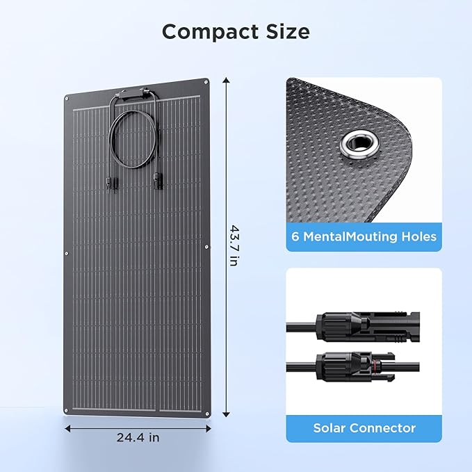 400W Flexible Solar Panel System (4x100W), All-Black ETFE Array, 23% Efficiency High-Power Off-Grid Kit, Compatible with 12V/24V/48V Batteries, RV, and Cabin