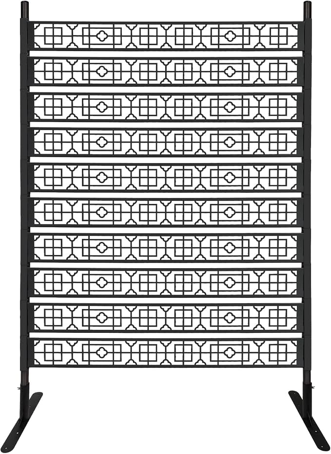 71" × 48" Metal Privacy Screen for Outdoor, Kalolary Privacy Fence Screen Steel Fence Panels for Balcony Patio No-dig Decorative Fences Freestanding Outdoor Divider Decor for Balcony Patio Indoor Room