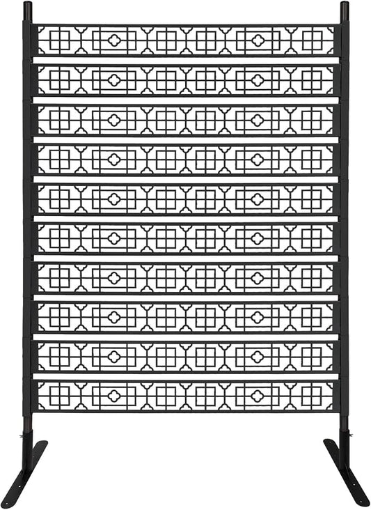 71" × 48" Metal Privacy Screen for Outdoor, Kalolary Privacy Fence Screen Steel Fence Panels for Balcony Patio No-dig Decorative Fences Freestanding Outdoor Divider Decor for Balcony Patio Indoor Room