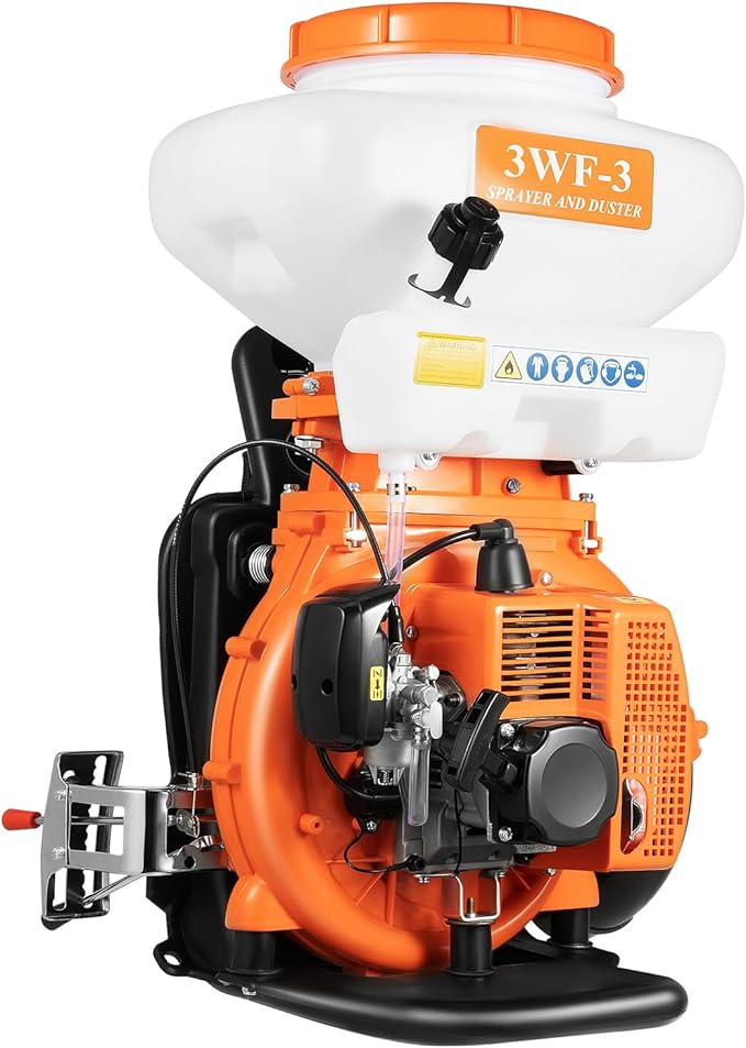 41.5cc Gas Powered Sprayer,3.7 Gallon Backpack Fogger Sprayer, Backpack Turbo Pump Mist Duster, Vibration-Damping Harness Leaf Blower with ‌Baffle Marks for Lawn, Gardening & Farming
