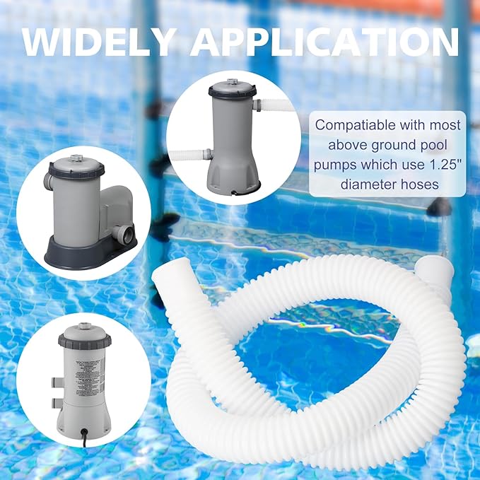 Pool Hose for Above Ground Pools, 3 Packs 1.25" Diameter Pool Pump Replacement Hose 41 Inches Length Swimming Pool Hose with 6 Pcs Hose Clamps