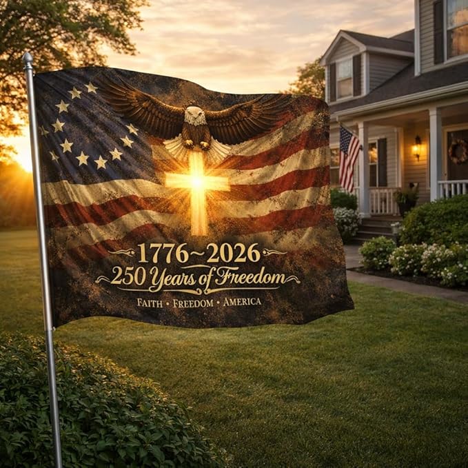 US 250 Flag – 250th Anniversary USA Double Sided 3-Ply Outdoor Flag, We The People 1776-2026 Patriotic Yard & House Banner for 4th of July (5, 4X6)
