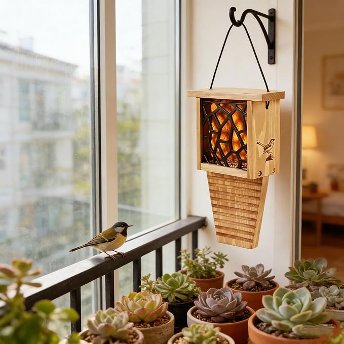 2pk Suet Bird Feeders for Outside Clearance - Suet Cake Feeder for Outdoor - Hanging Birdfeeder for Suets - Hanging Cable Wire Weather Ability Cedar Wood Longterm Lasting