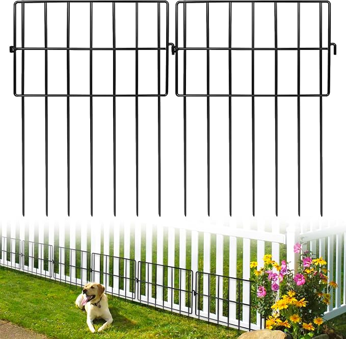 35 Pack Animal Barrier Fence, 37.92ft(L) x 17in(H) No Dig Fence for Dogs, 1.2in Gaps Anti Digging Fence for Dogs, Rustproof Metal Garden Fence Animal Barrier for Flower Beds & Patio