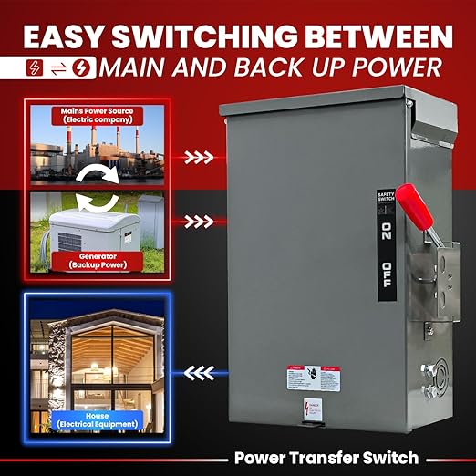 3P 200A Generator Transfer Switch,Upgraded Heavy Duty 48000W Manual Transfer Switch for Home,General Double-Throw Safety Switch 120/240-Volt Transfer Switch for Generator Indoor & Outdoor