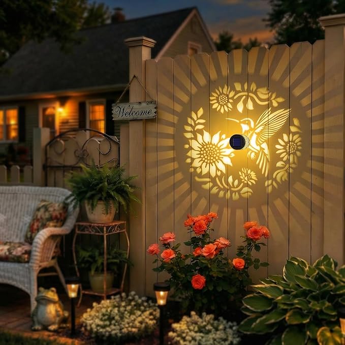 Gardsee Solar Fence Lights Outdoor 2 Pack Deck Step Wall Lights Butterfly Metal Waterproof LED Warm Yellow Light for Garden Post Patio Backyard Yard Decor (Black 2)